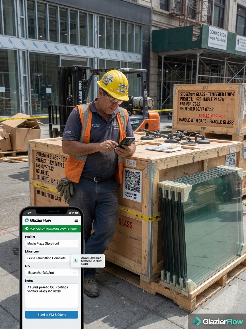 Skylight installer reviews a Velux warranty and flashing photo checklist draft on his phone after completing a curb install